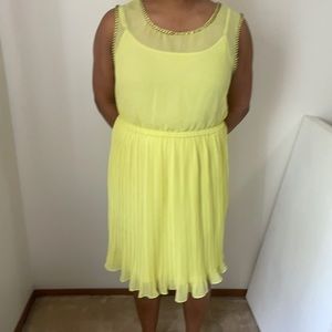 Yellow Dress with Bronze Chain Detail